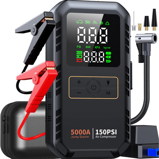 RoadSure 5000A 4-in-1 Car Jump Starter with Air Compressor